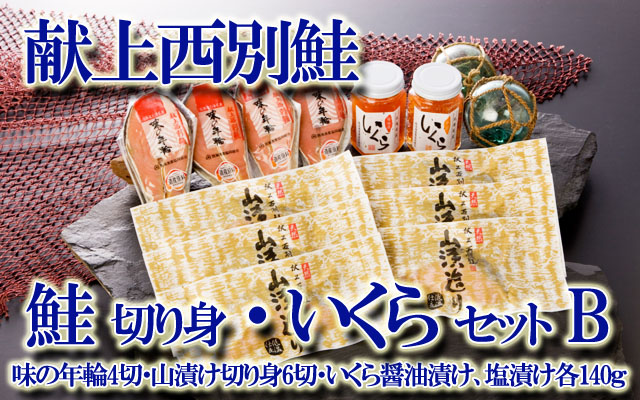 北海道 献上西別鮭 鮭切り身・いくらセット B