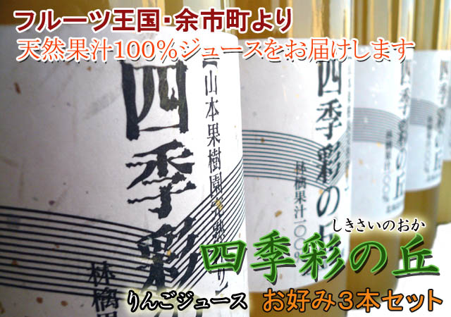 四季彩の丘 林檎果汁100%ジュース(3本セット)