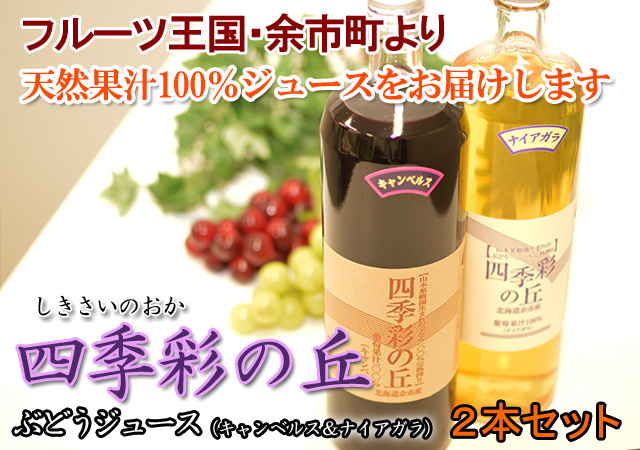 北海道余市町 四季彩の丘 葡萄果汁100%ジュース(2本セット)