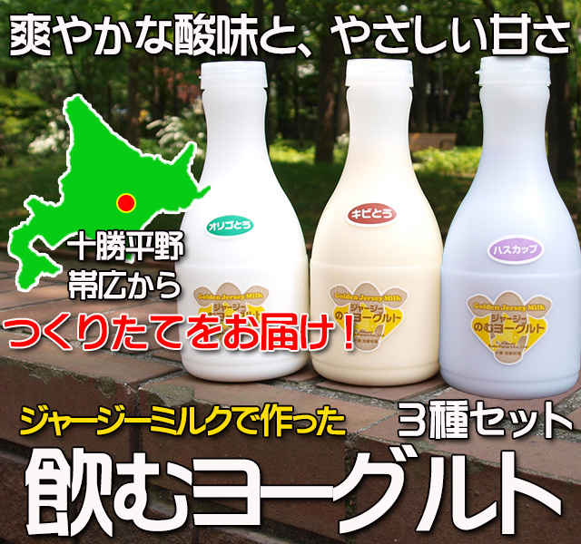 北海道 十勝ジャージー牛乳 加藤牧場 飲むヨーグルト 3種セット